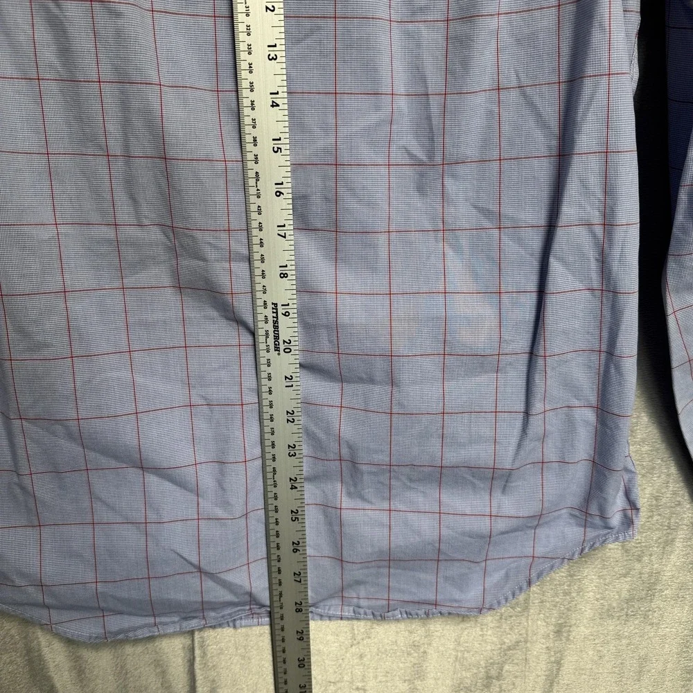 Banana Republic Dress Shirt Mens 14-14.5 Blue Check Non Iron Classic Fit‎